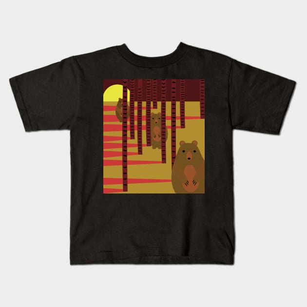 Bears hiding in the woods Kids T-Shirt by cocodes